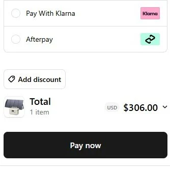 ALLPOWERS cart page on mobile before entering a promo code