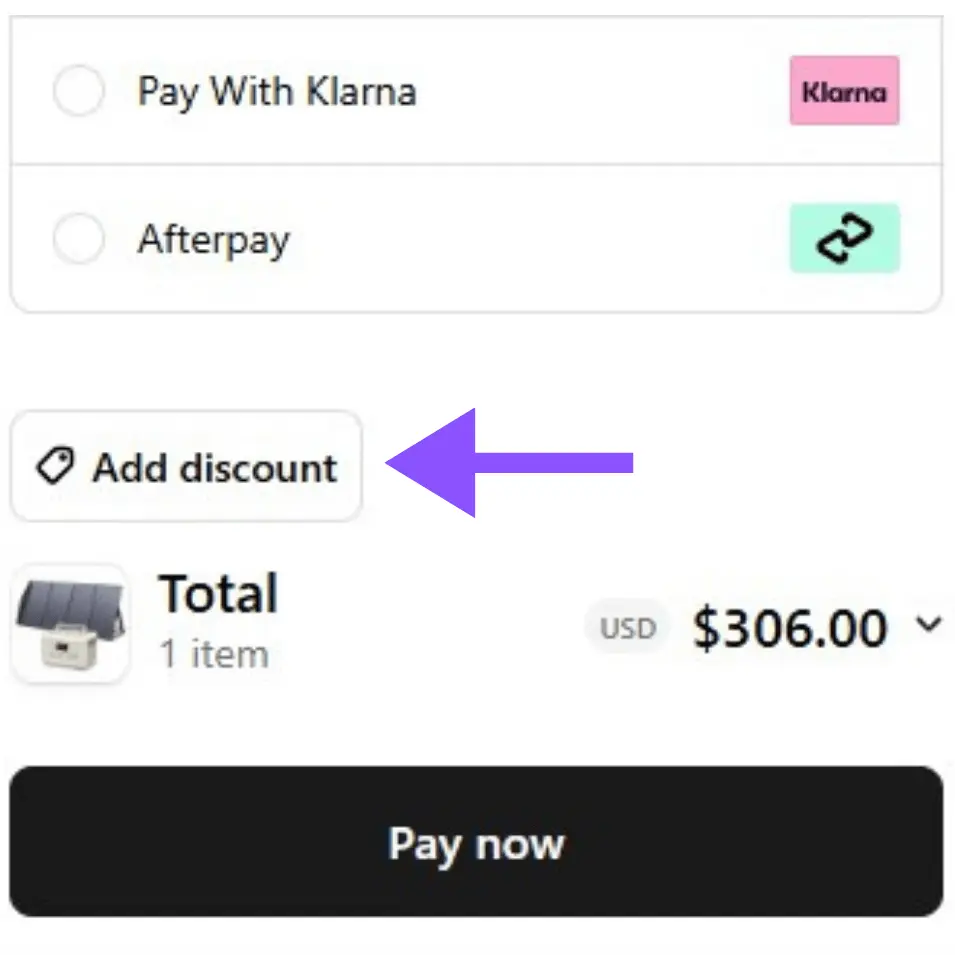 Discount code box on the ALLPOWERS checkout screen on mobile