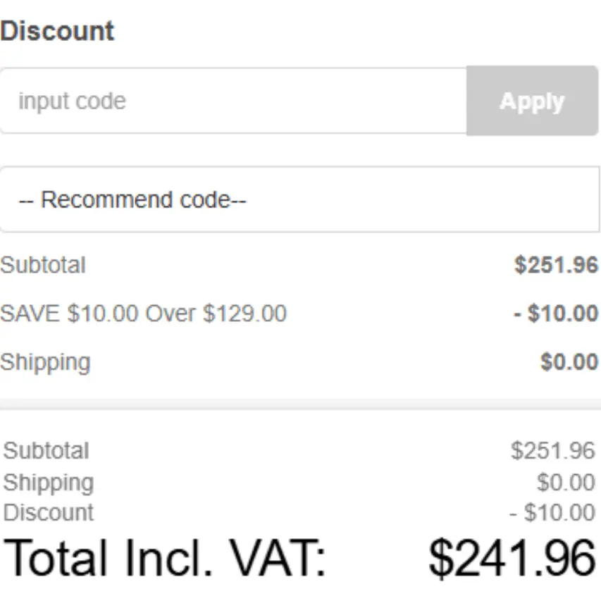 Coupon code box on the Cotosen checkout page on mobile