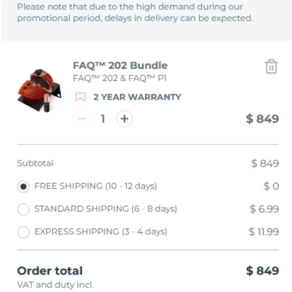 FOREO cart page on mobile before entering a promo code